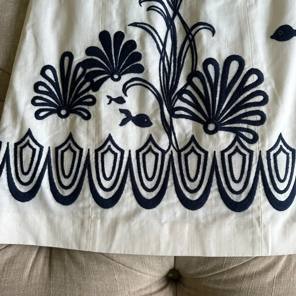 Lilly Pulitzer Strapless Dress with Navy Embroidery - Picture 3 of 10